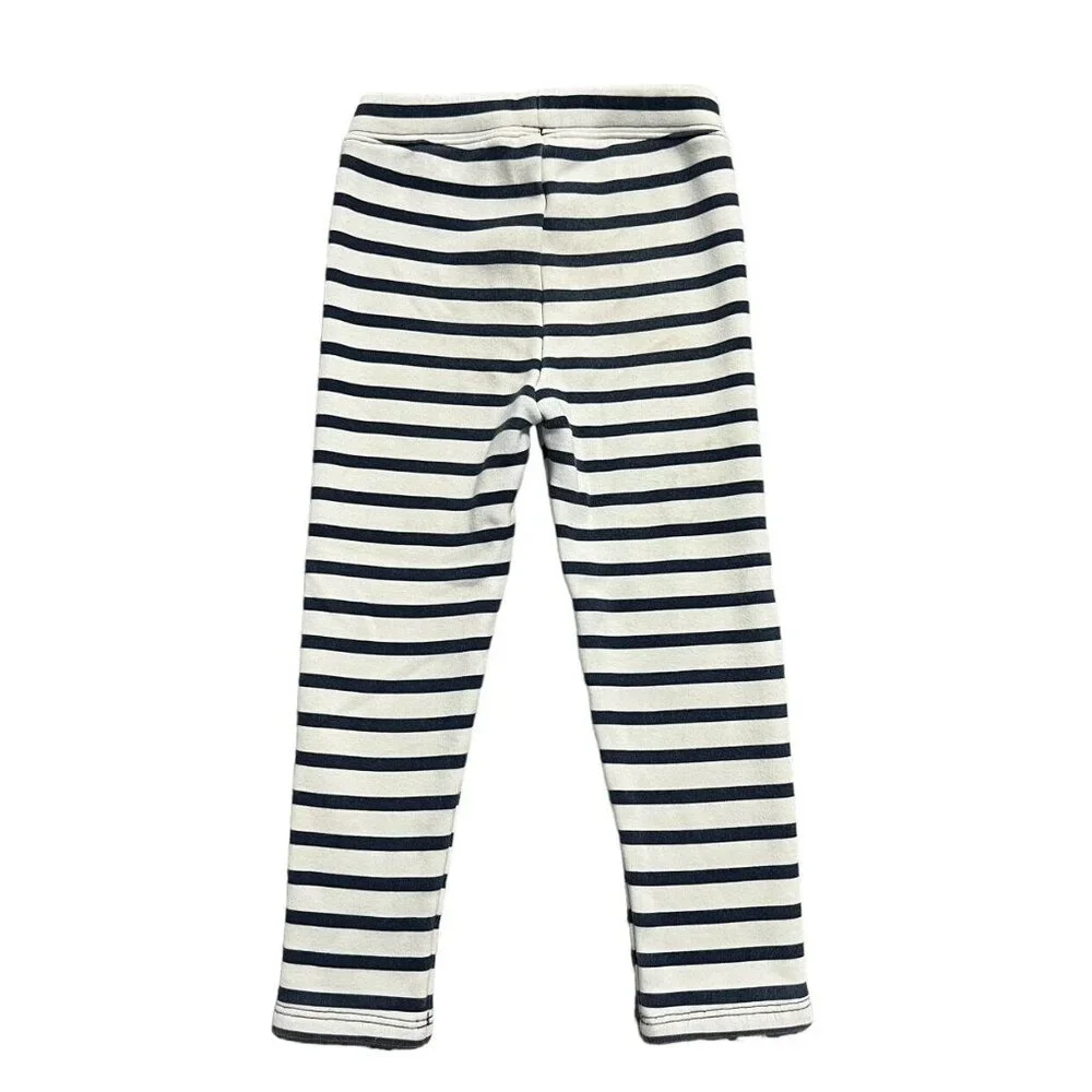 Baby Gap 4Y Navy Striped Heart Cozy Lined Leggings
